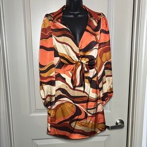 Stylish Long Sleeve Dress with Abstract Pattern